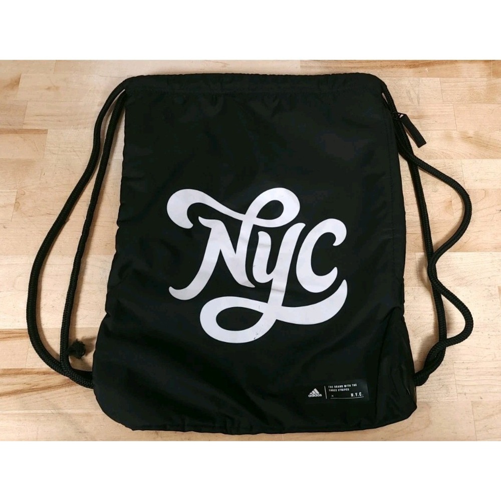 adidas Originals New York City NYC Black Drawstring Backpack Bag